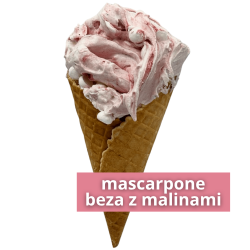 Lody rzemieślnicze - Mascarpone z bezą i malinami