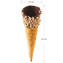 Wafel do lodów w polewie czekoladowej z posypką orzechową 112 szt.