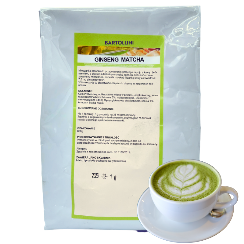 Kawa bezkofeinowa Żeńszeń Ginseng Matcha 600g Kawa bezkofeinowa Żeńszeń Ginseng Matcha 600g