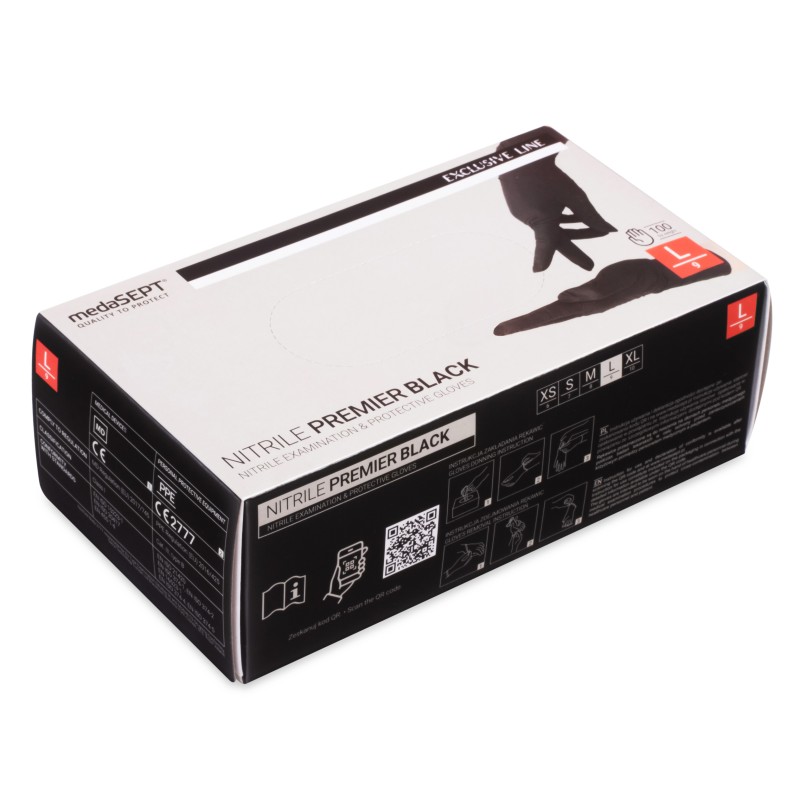 Rękawice czarne Medasept black, 100szt, rozm. L